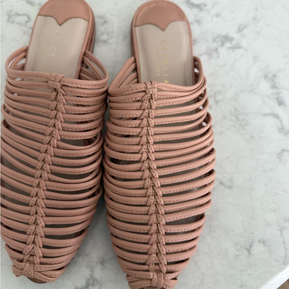 Cecelia New York Blush Woven Mules